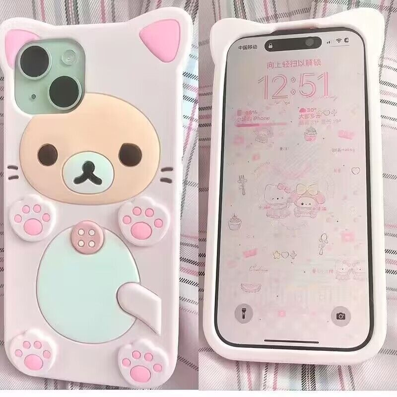 Tech Accessories Iphone - 3Dキュートなリラックマソフトフォンケース iPhone 15 14 13 12