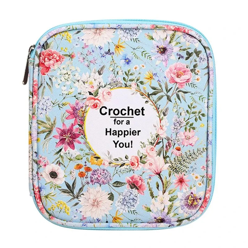 Tech Accessories Organizer - 防水編み物ツールオーガナイザー - カスタマイズ可能な花柄とロックジッパー付きのマルチコンパートメントかぎ針編みフックケース