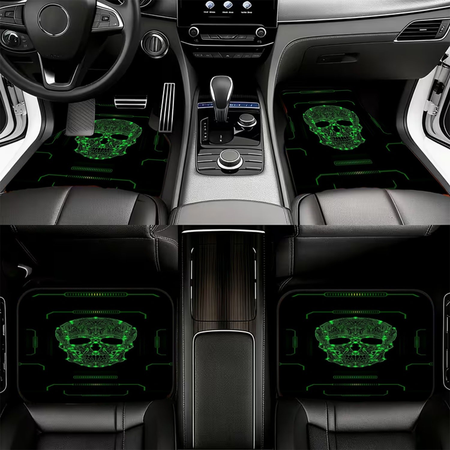 サイバーパンクスカルカーフロアマット、4枚セット自動車用フッ - Tech Accessories Luxury のレビューと価格