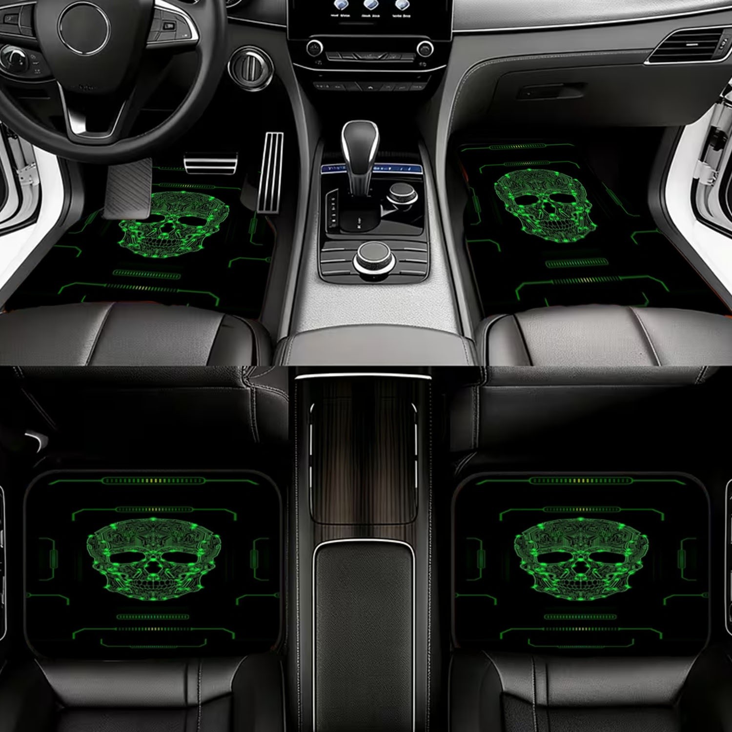 サイバーパンクスカルカーフロアマット、4枚セット自動車用フッ - Tech Accessories Luxury のレビューと価格