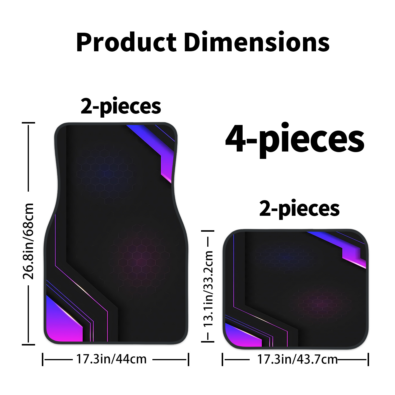 4枚セット 2Dハイテク幾何学模様カーフロアマット |    - Tech Accessories Luxury のレビューと価格