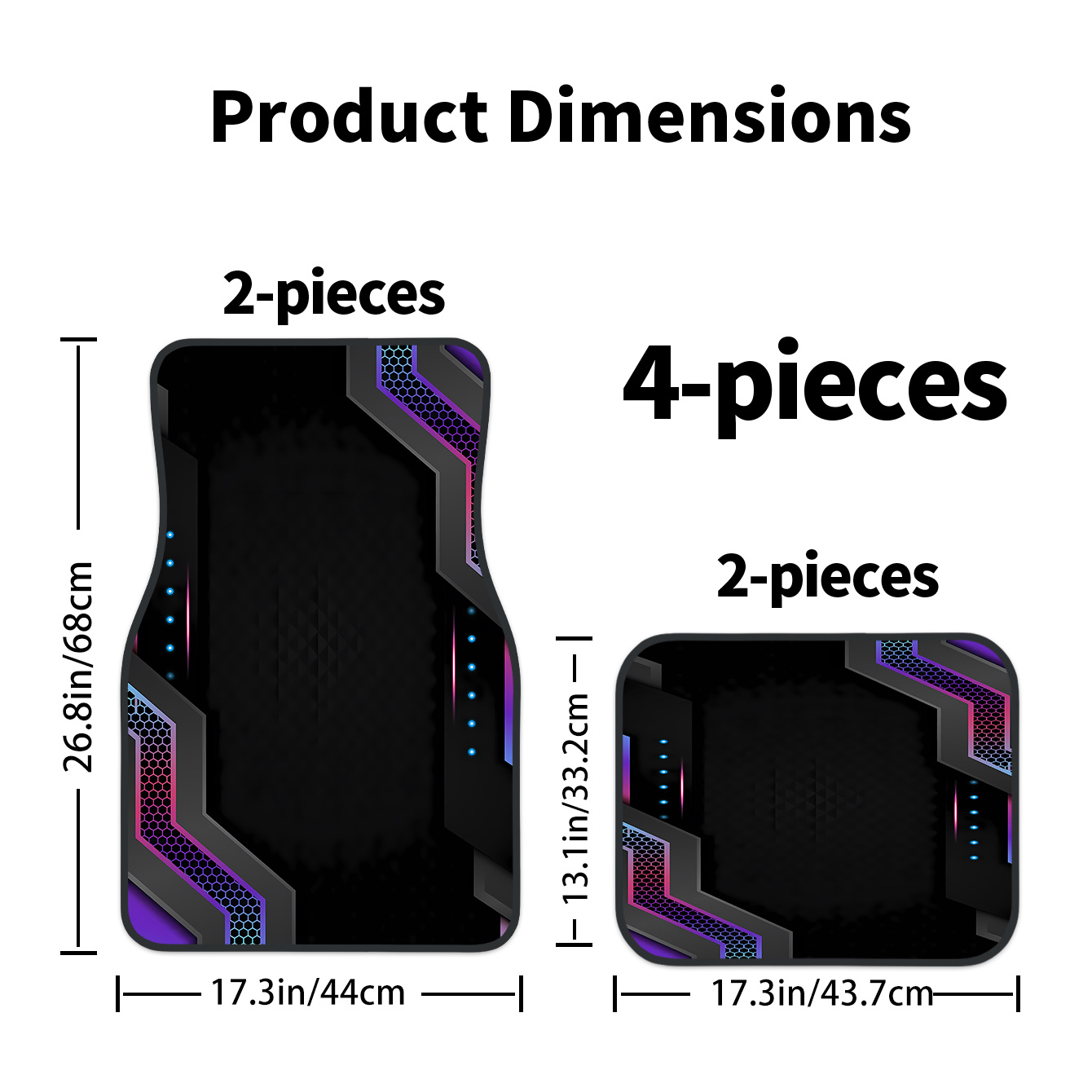 4枚組 2Dハイテクフレームプリントカーフロアマット |   - Tech Accessories Luxury のレビューと価格