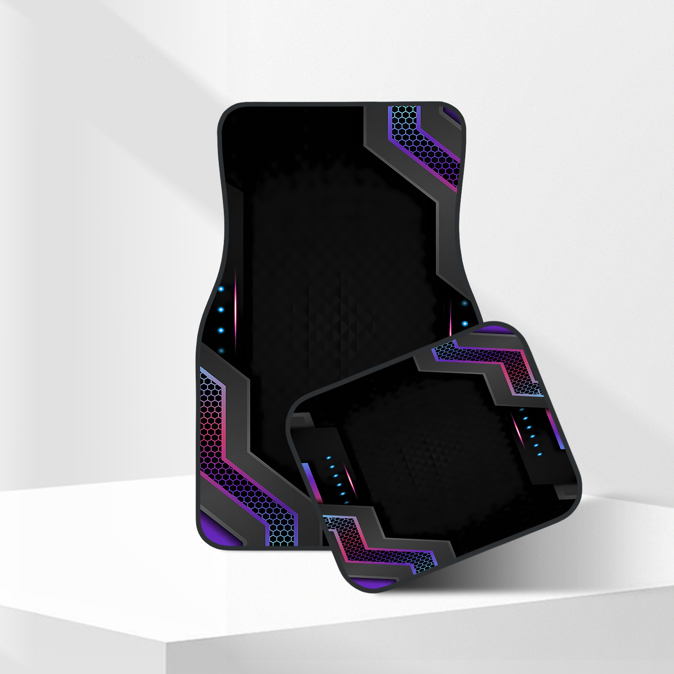 4枚組 2Dハイテクフレームプリントカーフロアマット |   - Tech Accessories Luxury のレビューと価格